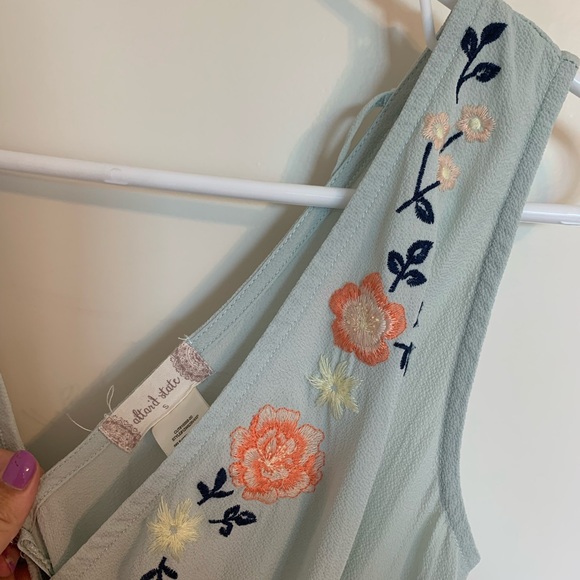 Altar’D State Blue Flower Embellished Romper, S - Picture 3 of 6